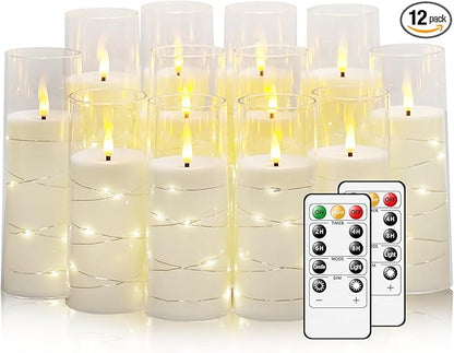 Flameless Candles with Embedded Star String, Suitable