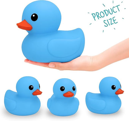 Jumbo Rubber Duck Bath Toy - 8" Giant Ducks Big Duckie Baby Shower Birthday Party Favors (Blue)