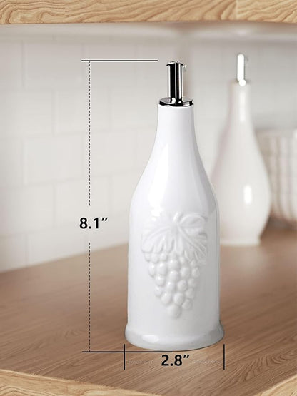 HOMBENE Ceramic Oil & Vinegar Dispenser Set, 12 oz/350ml, 2 Pack, Dripless Spout