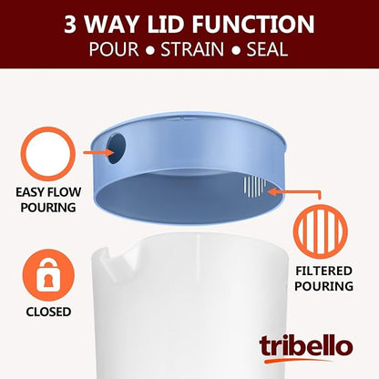 Tribello 1 Gallon Pitcher with Lid, Freezer/Dishwasher Safe, and BPA Free