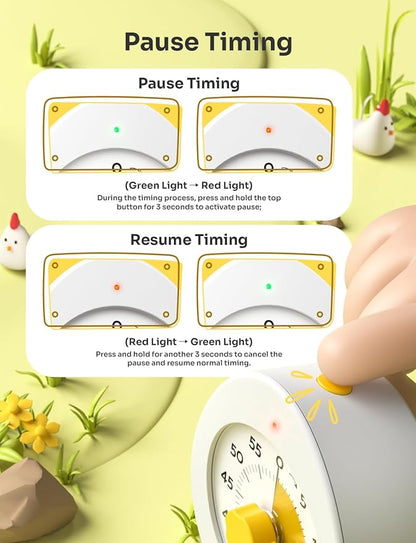 LIORQUE Visual Timer for Kids, 60-Minute Countdown Kitchen Timers for Cooking