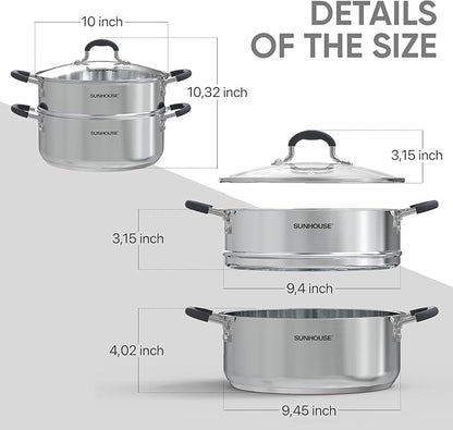 SUNHOUSE - 4.6 Quart Steamer Pots