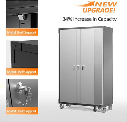 VINGLI Upgraded Wide & Deep Garage Storage Cabinet, Metal Storage Cabinet