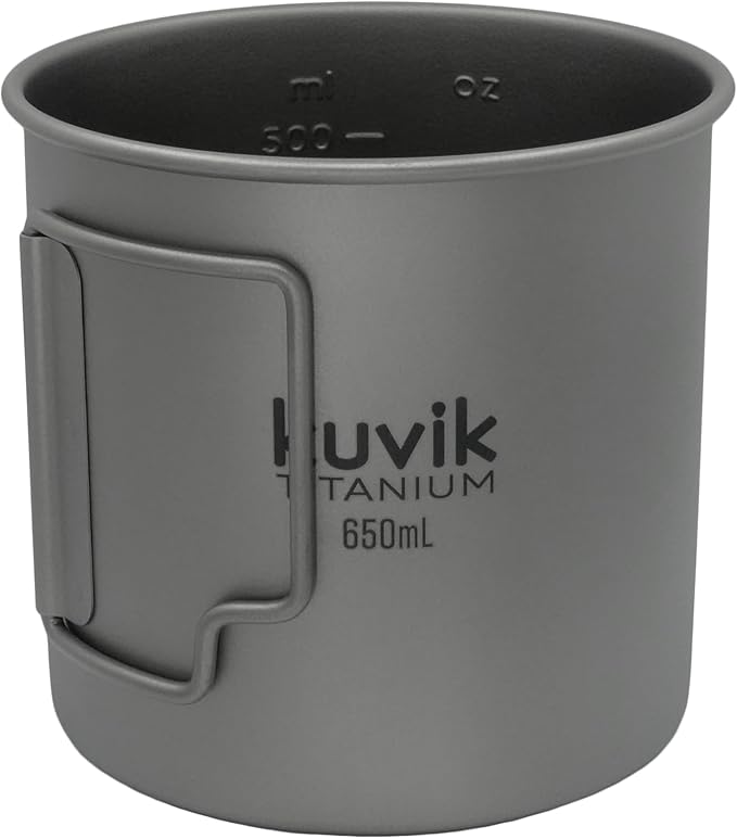 Kuvik Titanium Pot with Lid 650ml (22 oz) - Ultralight and Compact Pot for Backpacking, Camping, and Survival
