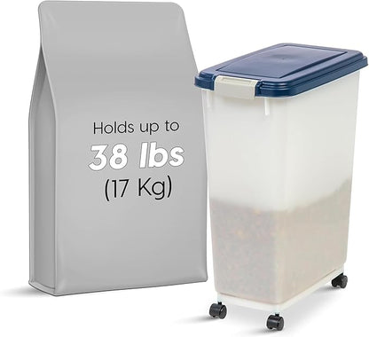 IRIS USA Airtight Dog Food Storage Container, Attachable Wheels,