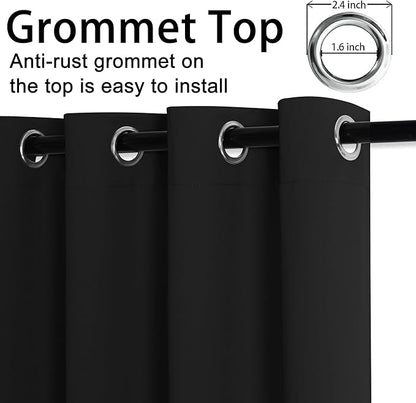 JIUZHEN Black Blackout Curtains