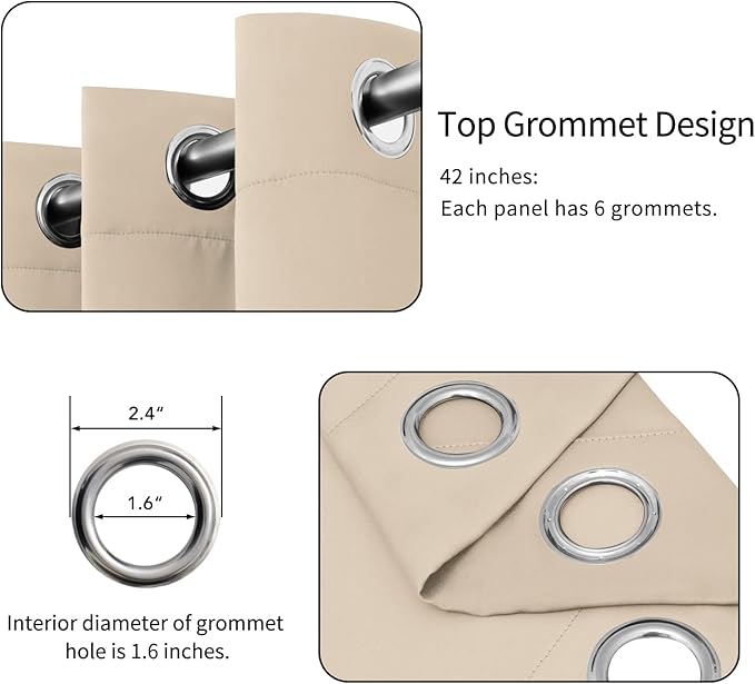 Easy-Going Blackout Curtains for Bedroom, Solid Thermal Insulated Grommet and