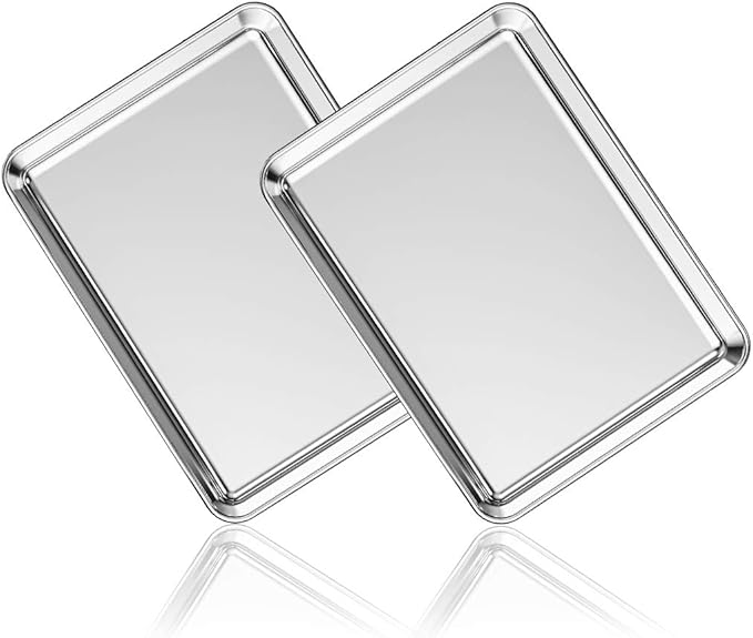 Stainless Steel Baking Sheet Set of 2, Deedro Cookie Sheet Metal Baking Pan