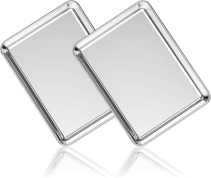 Stainless Steel Baking Sheet Set of 2, Deedro Cookie Sheet Metal Baking Pan