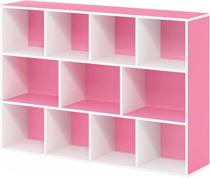 Furinno LUDER Book Shelf, 11-Cube Bookshelf, Reversible Bookcase, 9.4 x 29.1 x