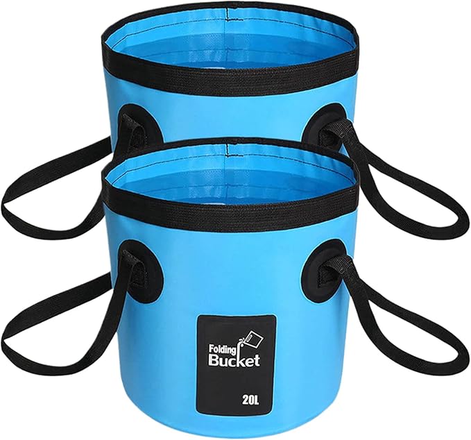 BANCHELLE Collapsible Bucket Water Container Portable Folding Camp Wash Basin for Outdoor Traveling Hiking Fishing Car Washing Gardening Camping 2 PCS
