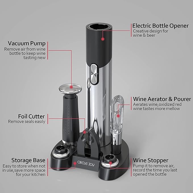 CIRCLE JOY Electric Wine Opener Set Automatic Wine Opener Kit