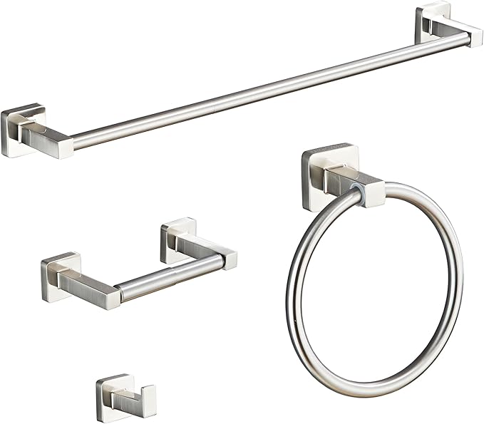 Brushed Nickel Bathroom Hardware Set 4 Pieces, Bathroom Accessories Set