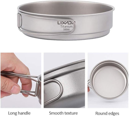 Lixada Lightweight Titanium Fry Pan Outdoor Single Person Camping Frying Pan Hiking Backpacking Cooking Frypan