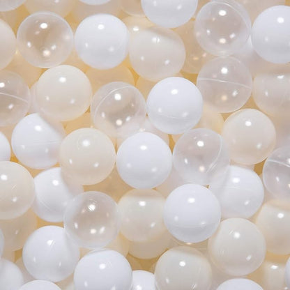 GOGOSO Balls for Ball Pit - Plastic Ball for Toddlers 1-3, Baby Kids Ball Pool Decoration 50 100 200 300 500 1000 (A White+Beige+Clear, 50 Balls)