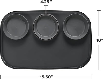 madesmart dipware 3 Bowl Serving Tray, Collapsible & Removable Dip Bowls for Charcuterie, Guacomole, Snacks, Veggies, Premium Dishwasher & Microwave Safe, Multipurpose Plate & Bowl, Ocean