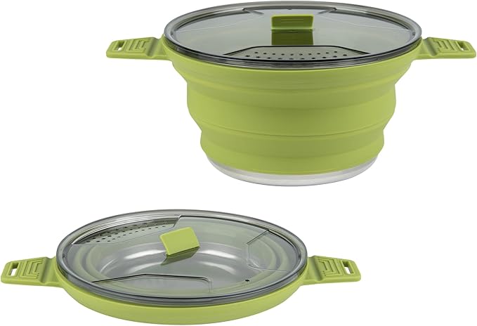 Restaurantware-Hi Tek 2.5 Liter Collapsible Camping Pot, 1 Portable Cook Pot - With Lid, Stainless Steel Bottom, Silicone Camping Cookware, For Travel Or Outdoor Hiking- Restaurantware