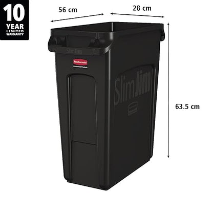 Rubbermaid Commercial Products Slim Jim Plastic Rectangular Trash/Garbage