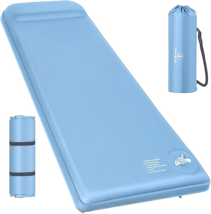 Memory Sleeping Pad, 3.1" Ultra-Thick Foam Sleeping Mats for Camping, Easy Inflate&Deflate,9.5 R-Value Insulated Camping Mattress Pad with Pillow, for Car Travel Tent