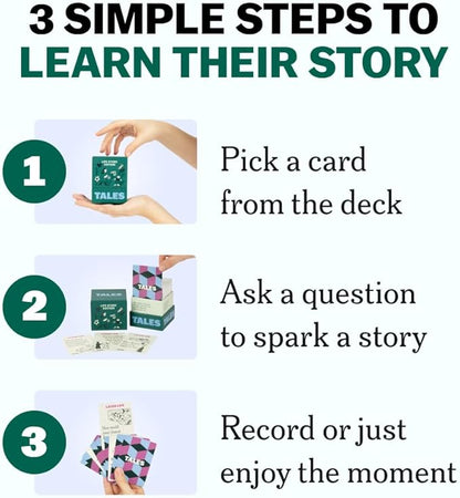 TALES 150 Life Story Interview Kit Cards, Conversation Cards for Families, Parents, Grandparents, Adults, Game Night, Road Trips, Dinner Table, Getting to Know You (New Edition)
