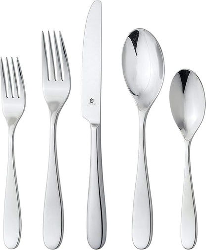 Silverware Set for 16 – 18/10 Stainless Steel Flatware, Mirror Finish, Dishwasher Safe, Durable and Elegant, Rust Resistant, Perfect for Entertaining (80-Piece Set, Fidenza)