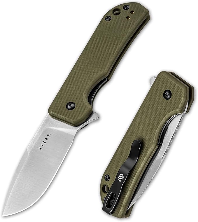 Kizer Nice Guy Pocket Folding Knife, 2.84??D2 Steel Blade knives, G10 Handle Small EDC Knife, Liner Lock Flipper Knife for Men Women, Sharp Camping Hiking Hunting Survival Knife V3011M2