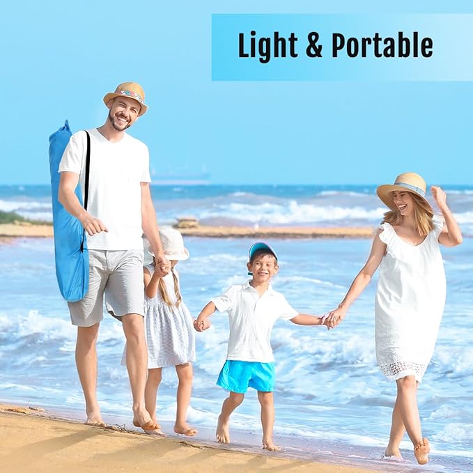 WhiteFang Deluxe Pop Up Beach Tent Sun Shade Shelter for 3-4/5-6 Person, UV Protection, Extendable Floor with 3 Ventilating Windows Plus Carrying Bag, Stakes, and Guy Lines