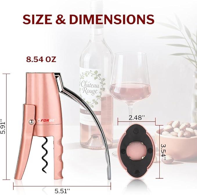 Forge Quality Compact Vertical Lever Corkscrew Wine Opener