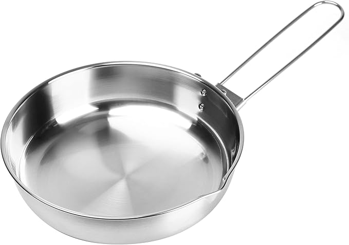 Fire-Maple Antarcti 8" Frying Pan | SUS 304 Stainless Steel Skillet | Durable and Easy to Clean | Ideal for Camping Fishing Bushcraft