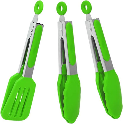 Small Silicone Serving Tongs Set of 3, Mini Tongs
