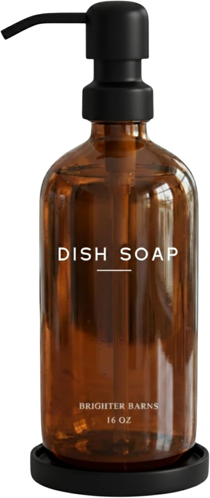 Amber Glass Dish Soap Dispenser