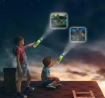 Georgie Porgy Children Projector Toys Educational Science Set Wall Ceiling Tent Torch Toddler Flashlight for Kids Gifts for Boys Girls (Dinosaur)