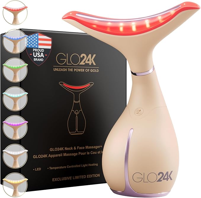 GLO24K 7 Color Beauty Device – Triple LED Action & Vibration Technology Facial