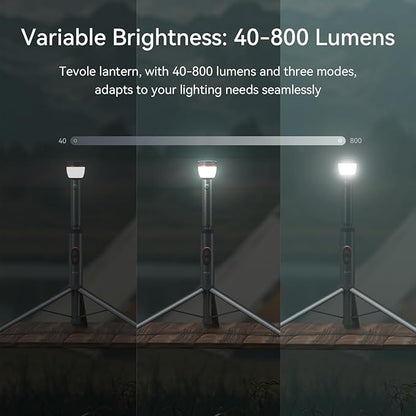 Camping Light Telescopic Collapsible 800 Lumens IP65 Waterproof Smart Remote Magnetic Base USB Rechargeable Battery Adjustable Height for Outdoor Adventure Hiking Emergency Lighting