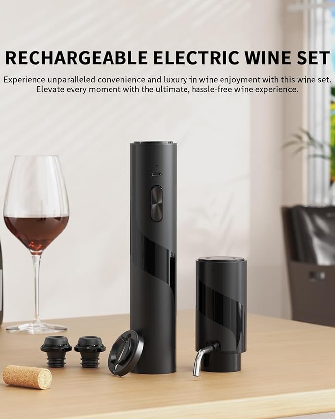 CIRCLE JOY Electric Wine Bottle Opener Set Rechargeable 7-in-1 Wine Set