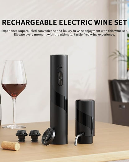 CIRCLE JOY Electric Wine Bottle Opener Set Rechargeable 7-in-1 Wine Set