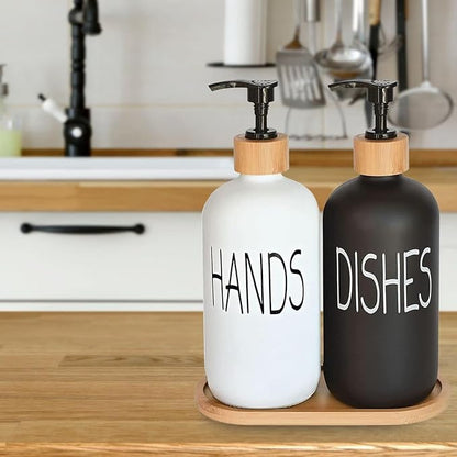 Glass Soap Dispenser Set, Hand Soap and Dish Soap Dispenser