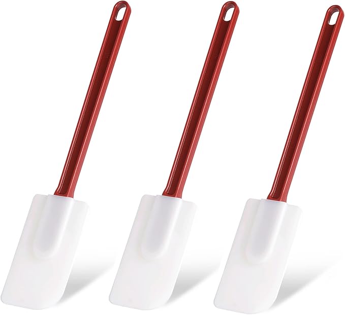Silicone Rubber Spatula Set of 3, High Heat Commercial Spatula 16 Inch for Cooking (3 Scrapers)