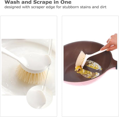 Facjoleco Dish Brush with Handle, Pot Brush, 2 Pack Kitchen Scrub Brushes