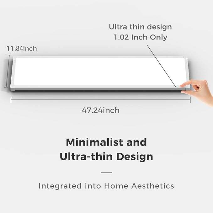 AIKVSXER 1 Pack 1x4 FT LED Flat Panel Light Surface Mount,