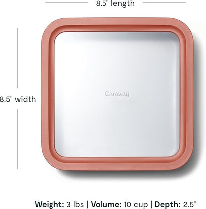 Caraway 6pc Glass Food Storage Set – 10 Cup Food Containers (6) - Ceramic Coated - Non Toxic, Non Stick with Lids - Microwave Safe - Perracotta