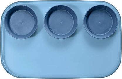 madesmart dipware 3 Bowl Serving Tray, Collapsible & Removable Dip Bowls for Charcuterie, Guacomole, Snacks, Veggies, Premium Dishwasher & Microwave Safe, Multipurpose Plate & Bowl, Blue