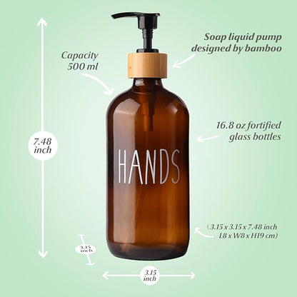 LOOCHICA Hand Amber Glass Soap Dispenser