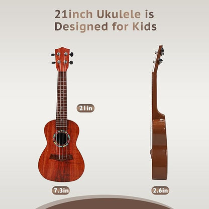 Raimy Kids Guitar Ukulele - 21in Ukulele Guitar Toys for Kids Ages 3 4 5 6 7+ Year Old Boys Girls Simulated Sound Quality Music Instruments Learning Education (Brown)