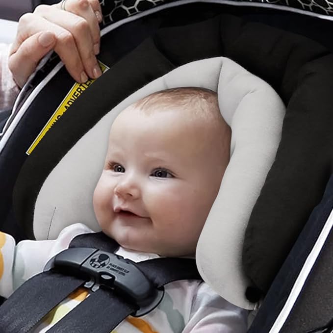 Pro Goleem Car Seat Head Support Infant, Soft Infant Car Seat Insert, 2 in 1 Carseat Head Support for Newborn, Perfect for Car Seat, Stroller, Swing, Bouncer, Gray and Black