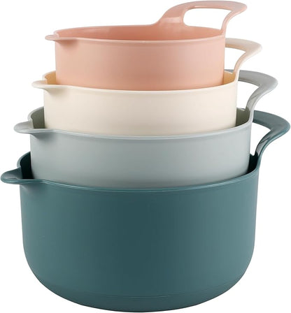COOK WITH COLOR Nesting Plastic Mixing Bowl Set with Pour Spouts and Handles