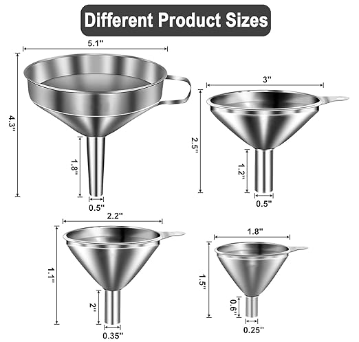 Stainless Steel Funnels for Kitchen use, Cleaning Brush.Funnel for Filling