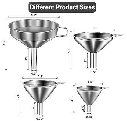 Stainless Steel Funnels for Kitchen use, Cleaning Brush.Funnel for Filling