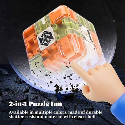 Large 3D Labyrinth Cube Puzzle, 3D Magic Cube Maze Ball Puzzle, Spatial Awareness Brain Training Toy for Stress Relief & Logic Development, Educational Focus Game Gift for Adults Teens(2PCS)