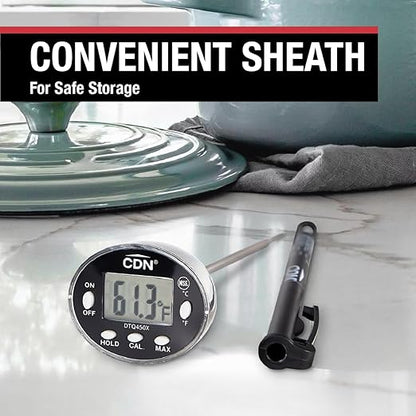 CDN Waterproof Digital Thermometer Long 4.75" Stem, NSF Certified, Brewing